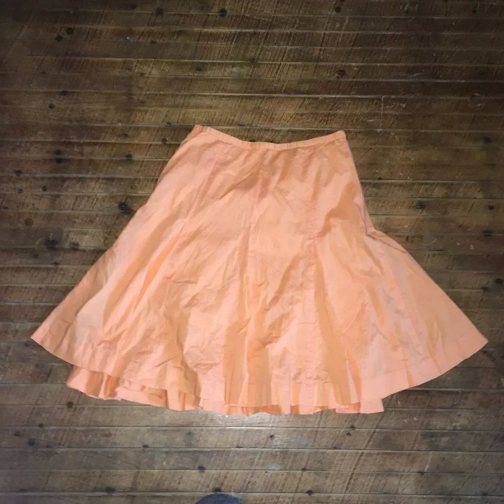 Garnet Hill 6P tangerine sherbet layered lightweight flare skirt